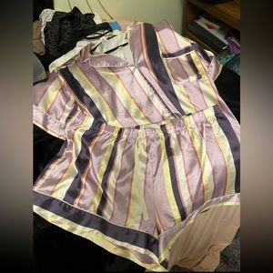 Victoria secret satin striped pajamas. Size XXL